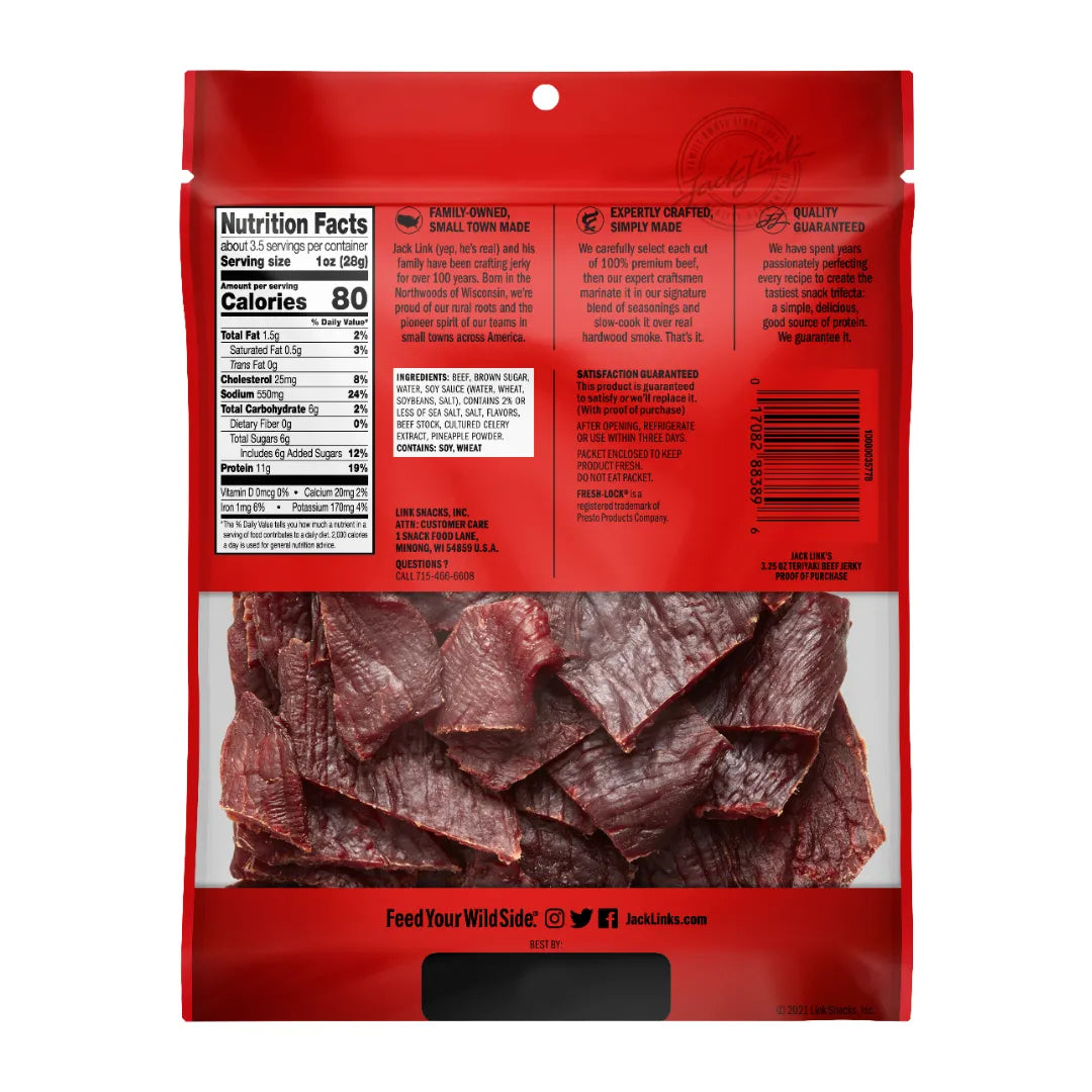 Beef Jerky Teriyaki 50g | Jack Link’s Delicious Meat Treat back