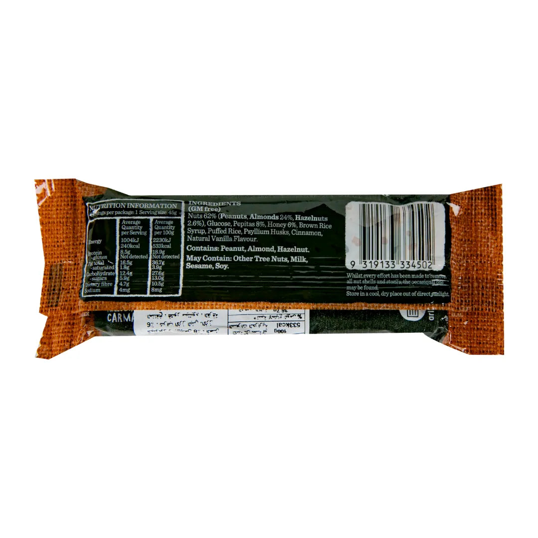 CARMAN'S ALMOND, HAZELNUT & VANILLA BAR 45G back