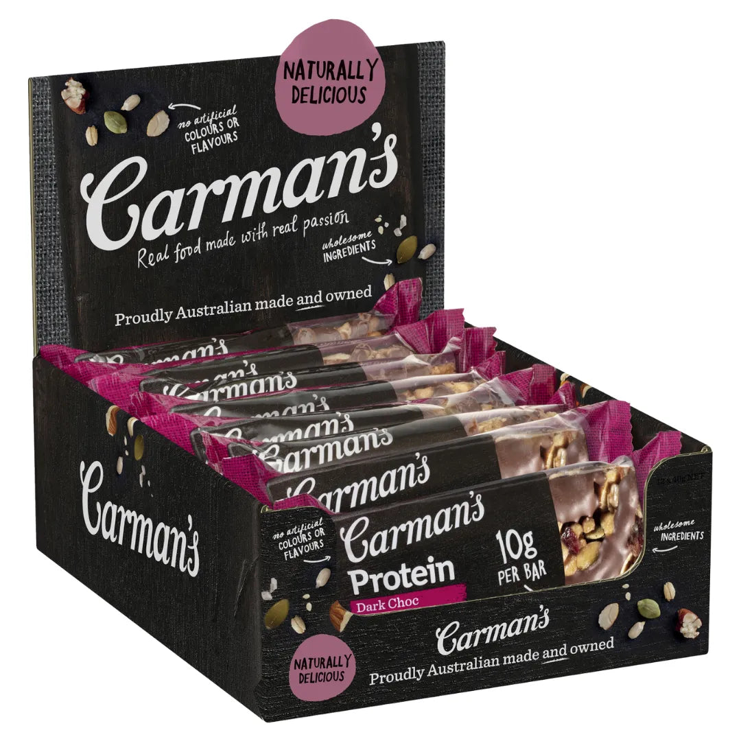 CARMAN'S PROTEIN BARS DARK CHOC & CRANBERRY 60G