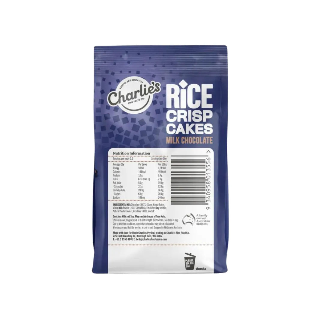CHARLIES FINE FOODS RICE CRISP MILK CHOCOLATE 80G back