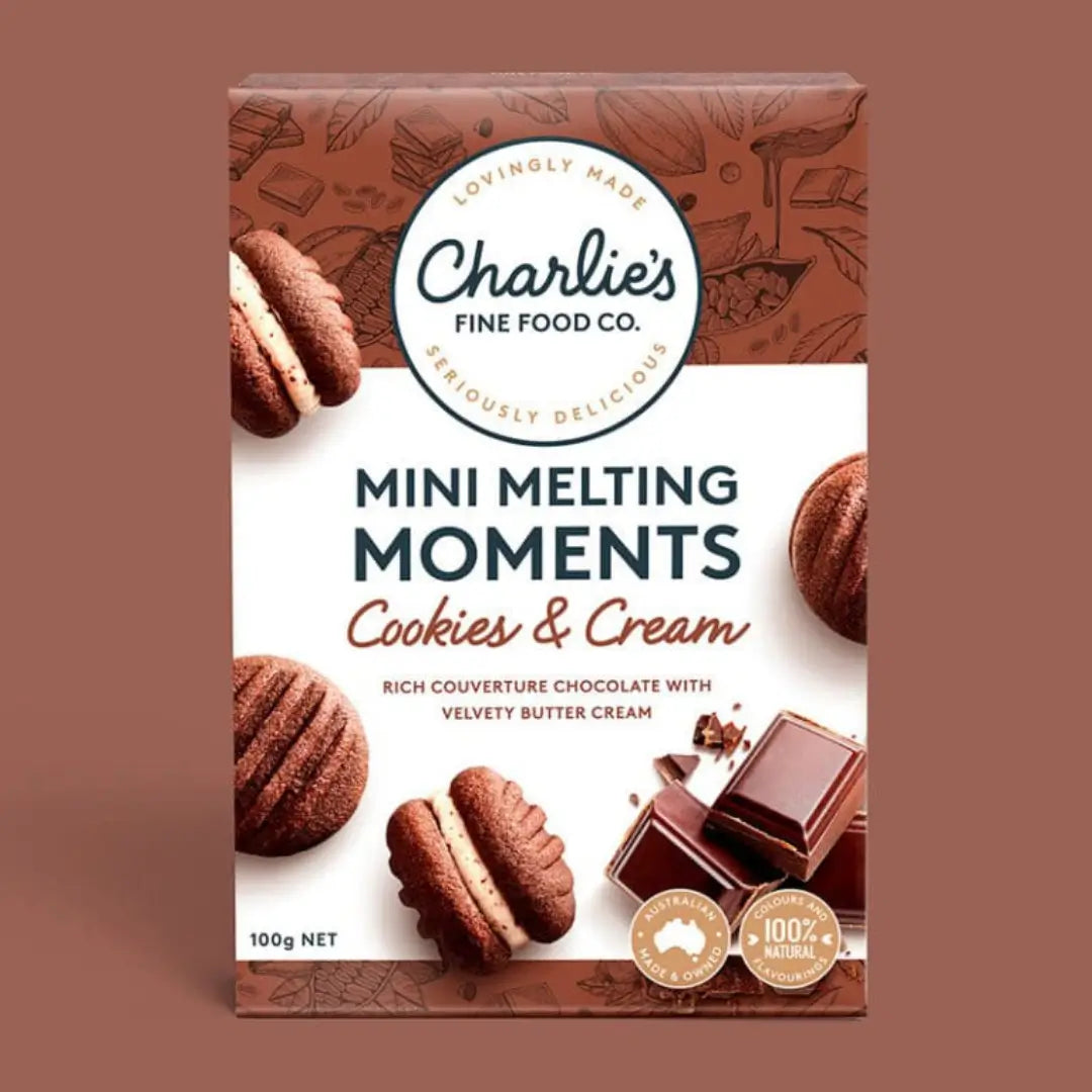 CHARLIE'S FINE FOODS COOKIES & CREAM MINI MELTING MOMENTS 