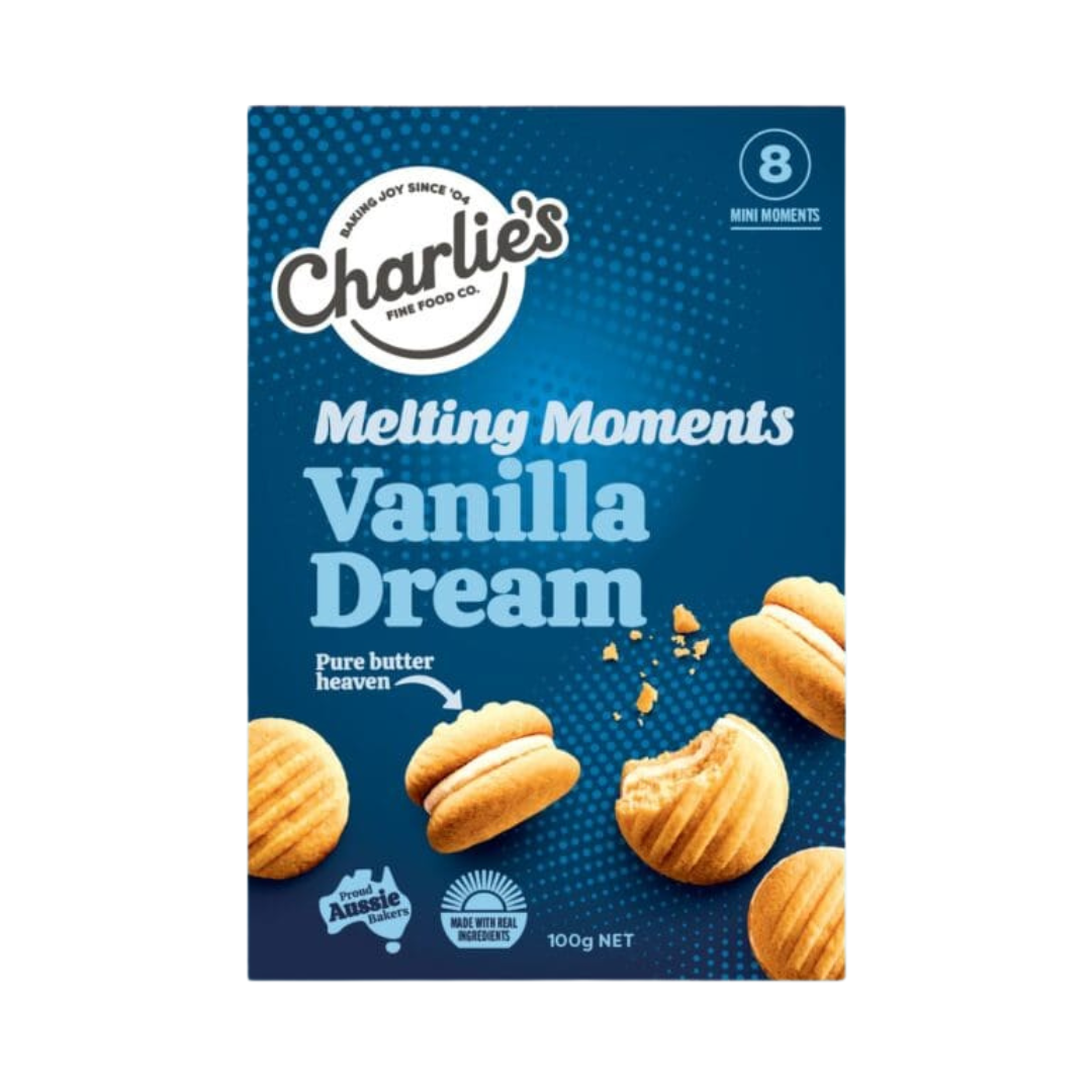 CHARLIE'S FINE FOODS VANILLA BEAN MINI MELTING MOMENTS 100G