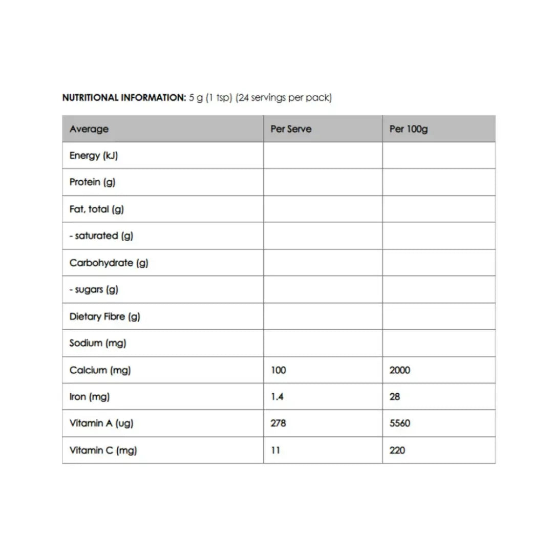 Ceres Organic Moringa Powder 120g infor