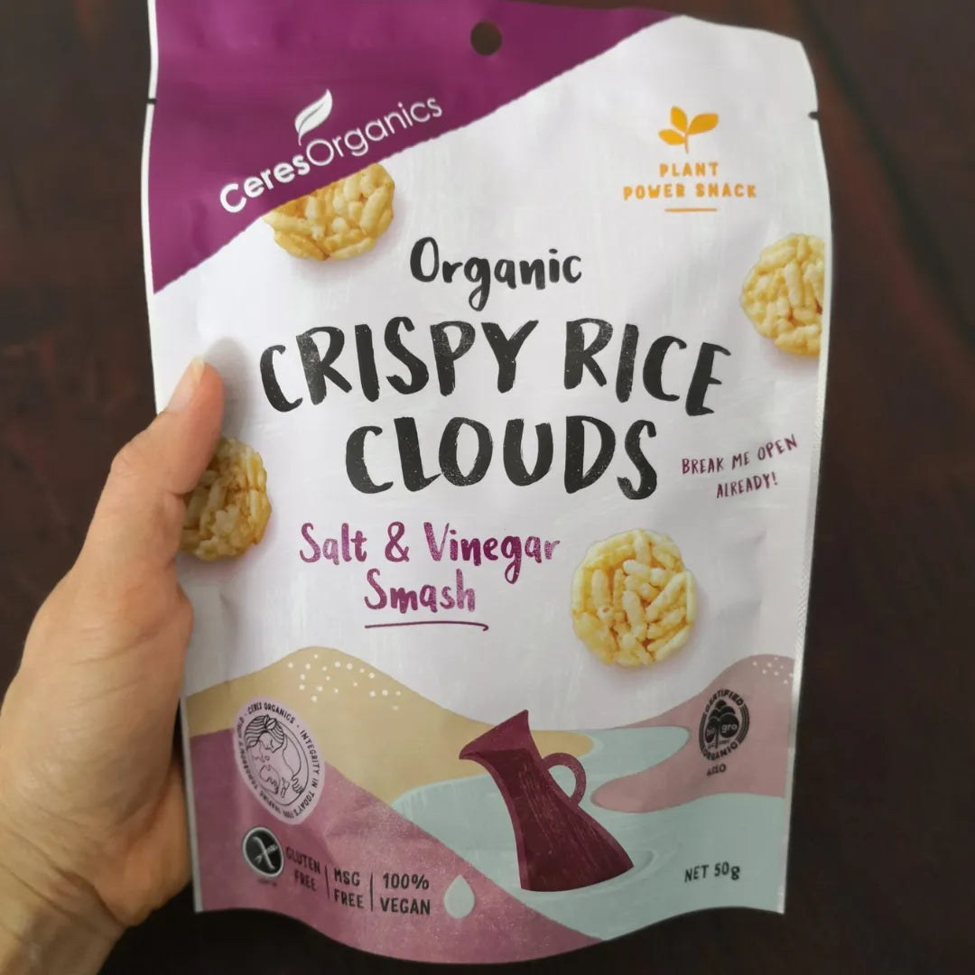 Ceres Organics Salt & Vinegar Smash Crispy Rice Clouds 50g