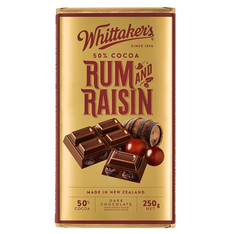 Whittakers Dark Rum & Raisin Block 250g
