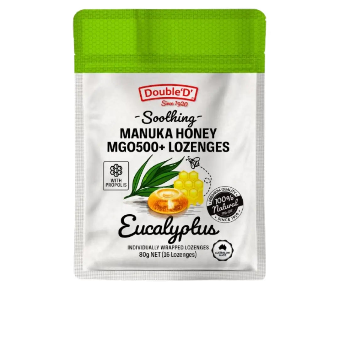 Double D Manuka Honey MGO500+ 16 Lozenges Eucalyptus w/Propolis 