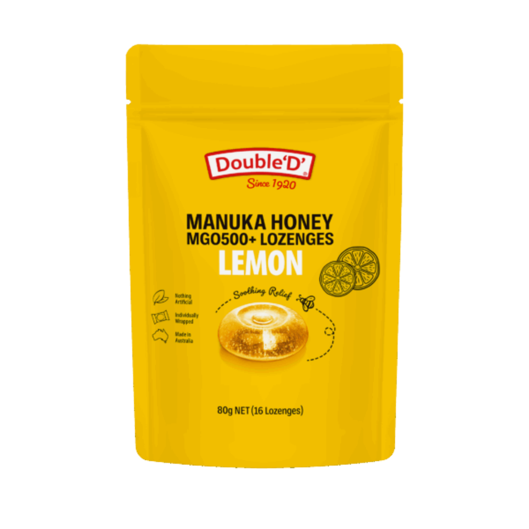 Double D Manuka Honey MGO500+ 16 Lozenges Lemon G/F 80g
