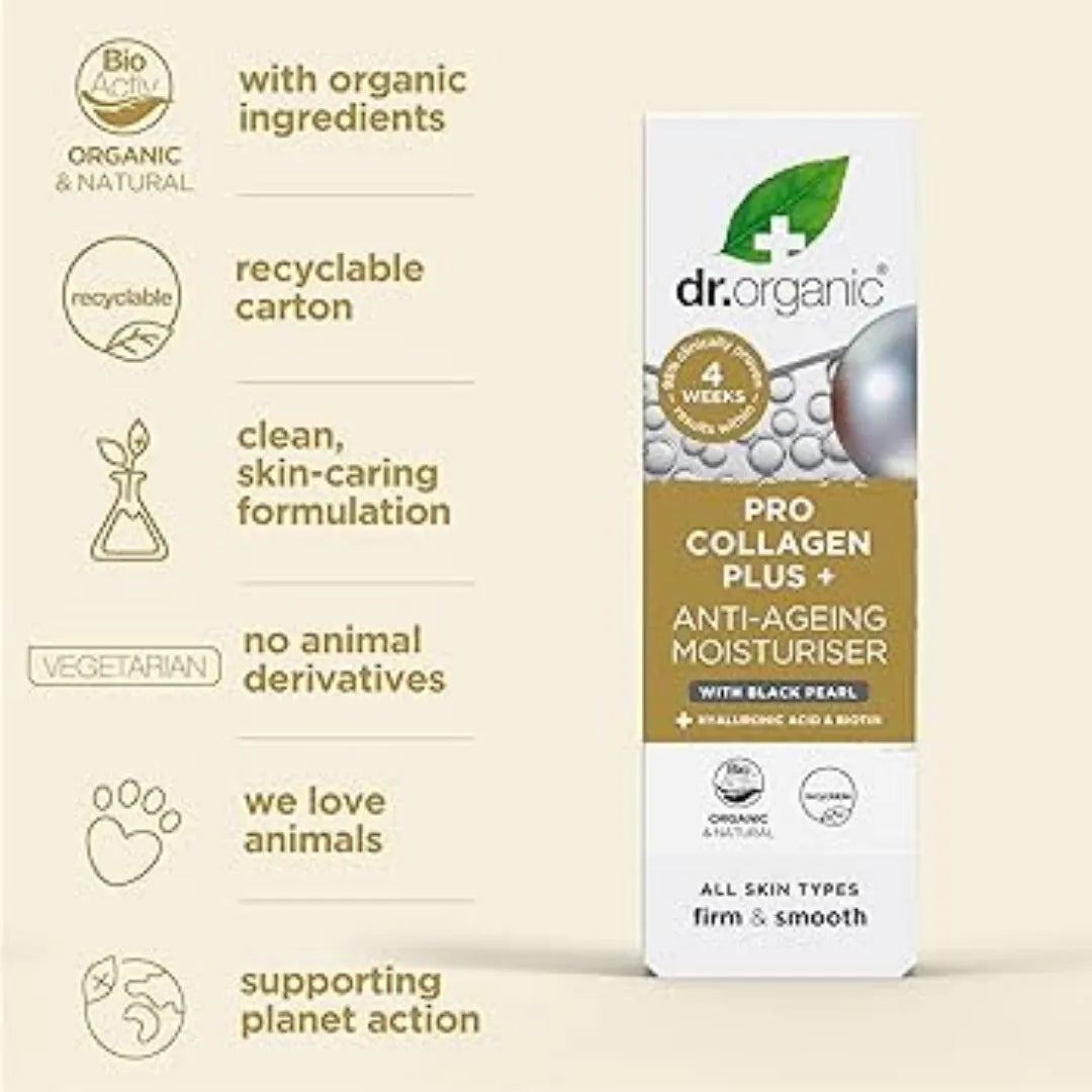 Dr Organic Anti Aging Moisturiser with Black Pearl 50ml infor