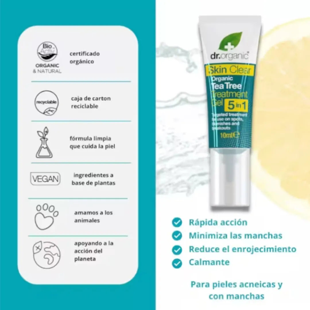 Dr Organic Skin Clear Tea Tree Treatment Gel 10ml infor