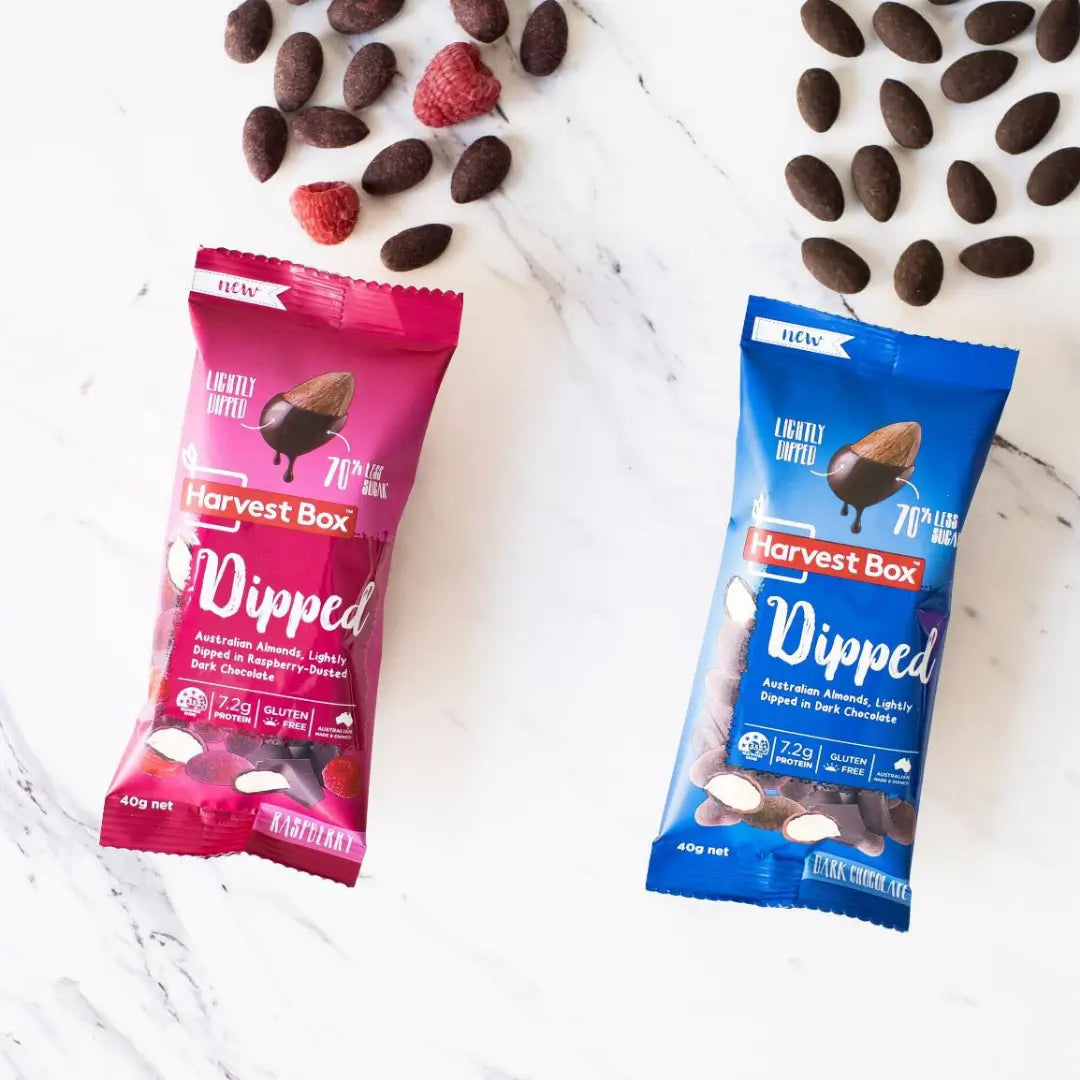 Harvest Box Dipped Almonds Classic Dark Chocolate