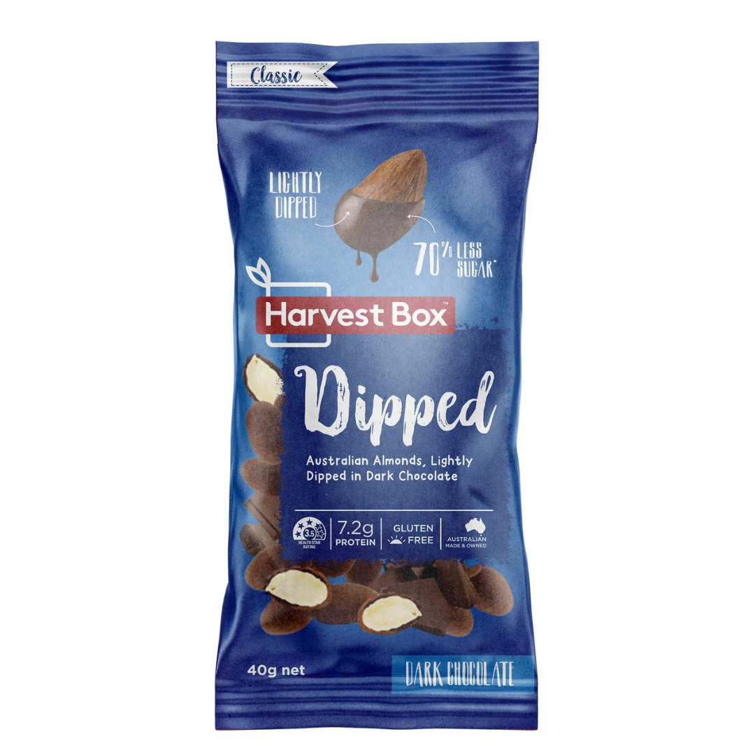 Harvest Box Dipped Almonds Classic Dark Chocolate 40g