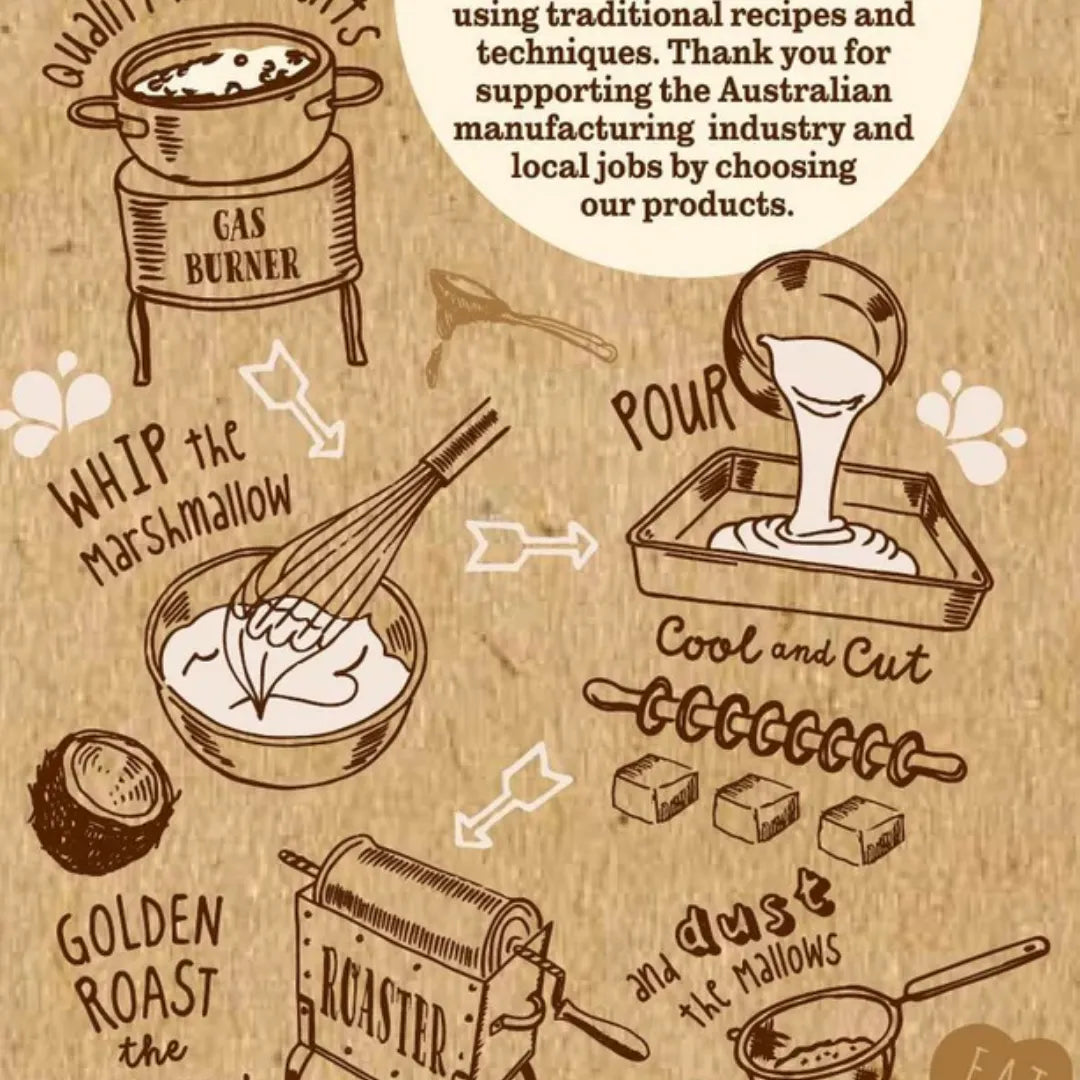 Kellys Candy Co Toasted Mallows 140g infor