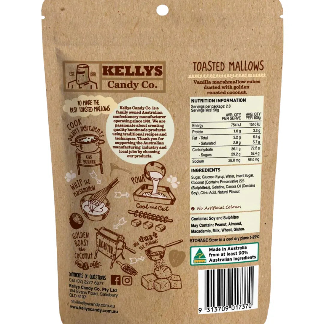 Kellys Candy Co Toasted Mallows 140g back
