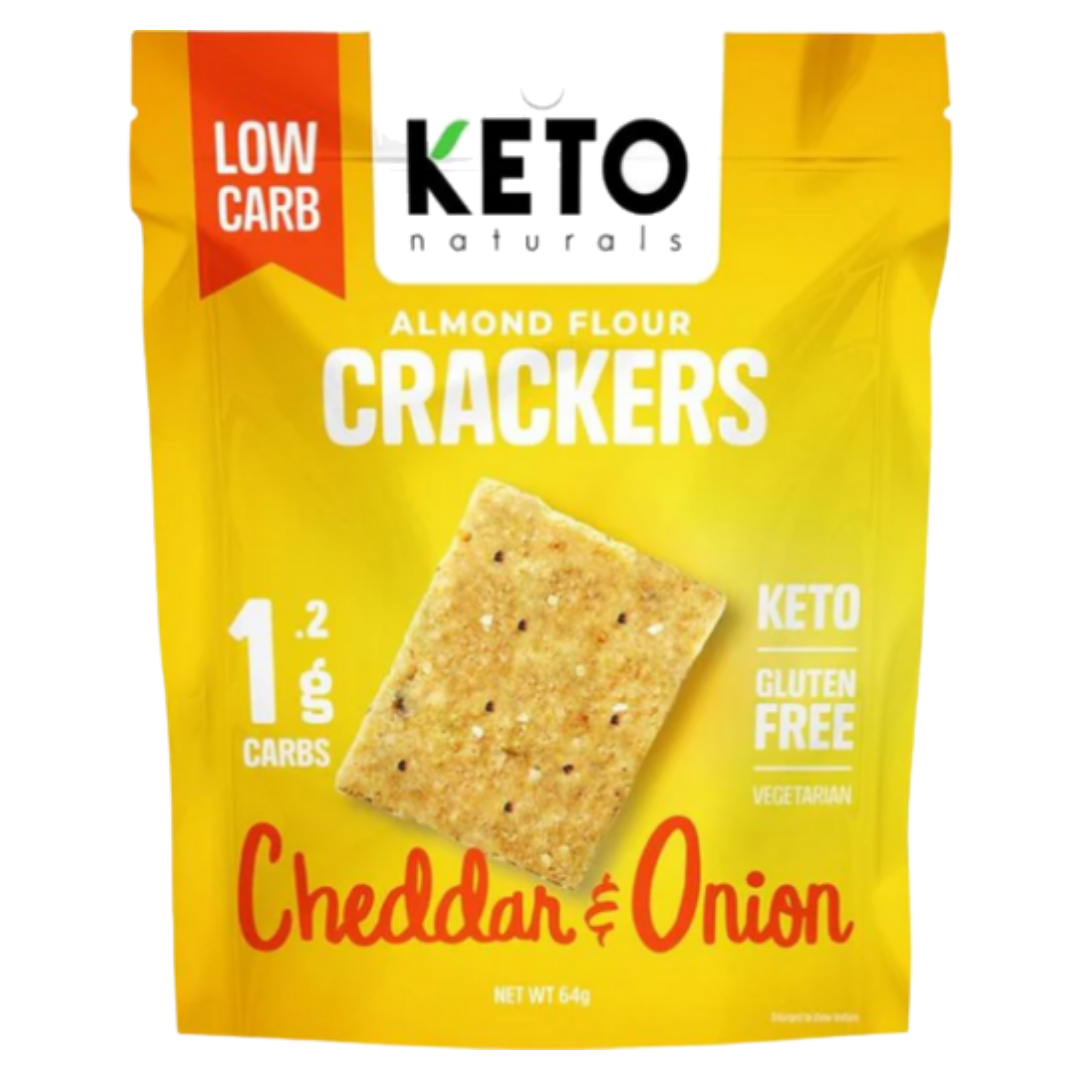 Keto Naturals Almond Flour Crackers Cheddar & Onion 64g