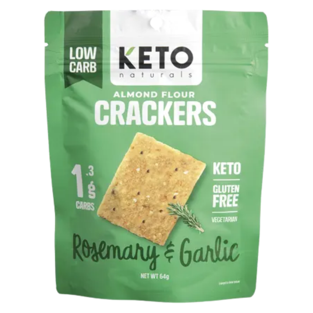 Keto Naturals Almond Flour Crackers Rosemary & Garlic 64g