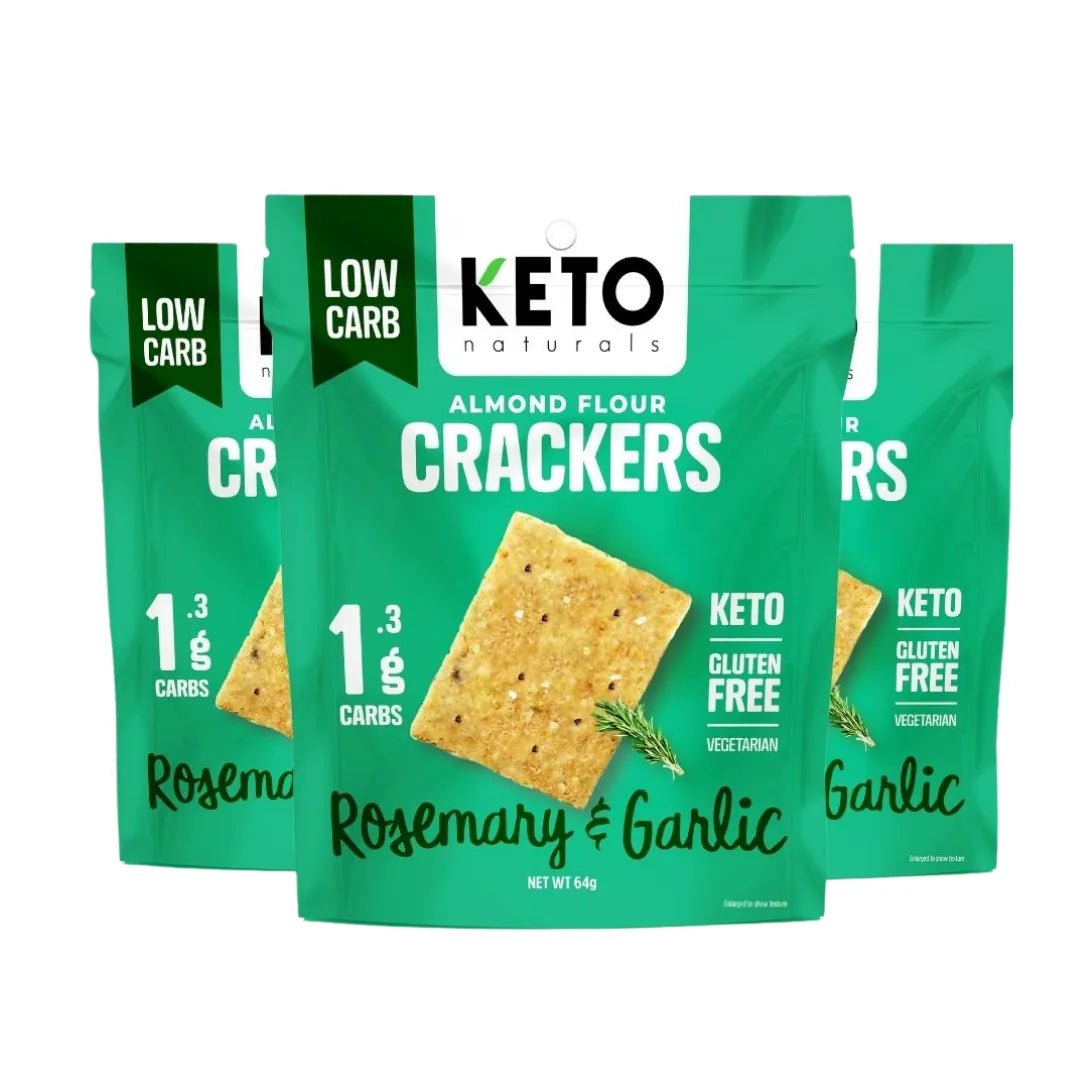 Keto Naturals Almond Flour Crackers Rosemary & Garlic 64g pks