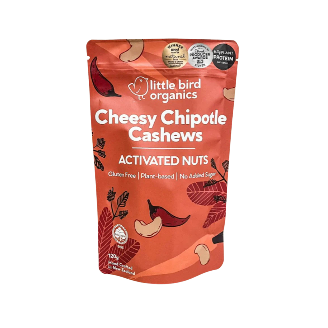 Little Bird Organics Activated Cheesy Chipotle Cashews 120g