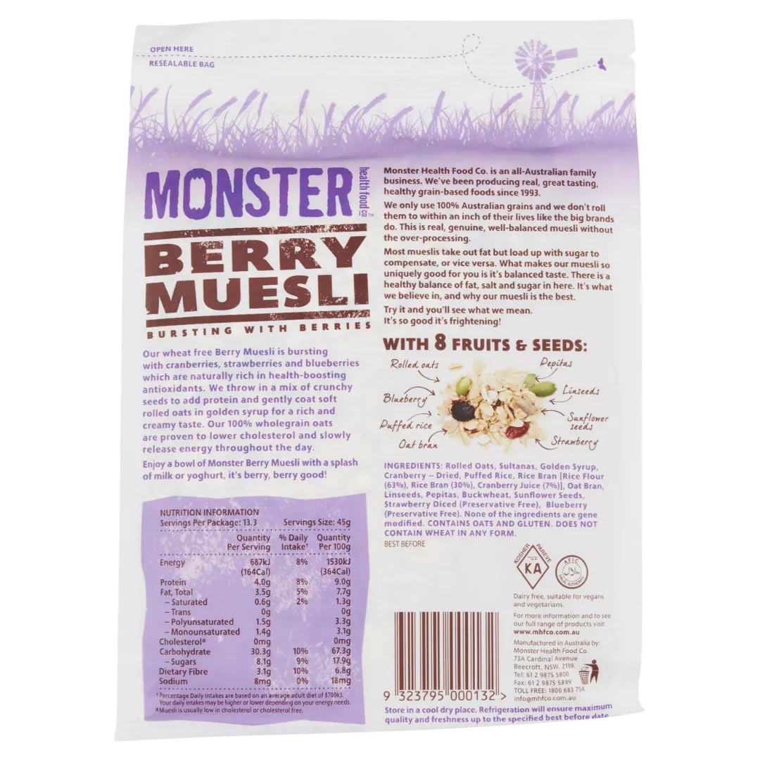 Monster Berry Muesli 600g back