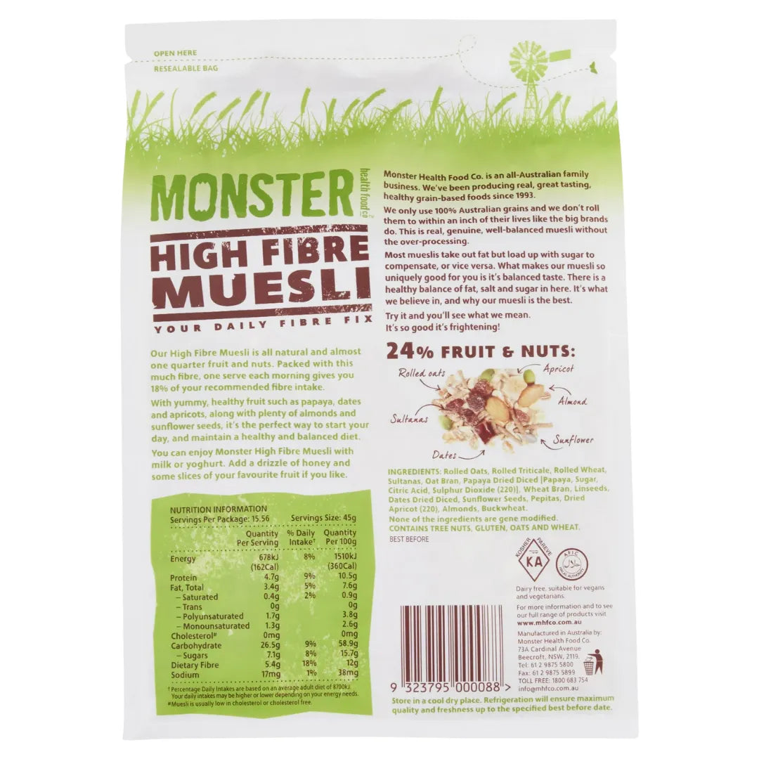 Monster High Fibre Muesli 700g back