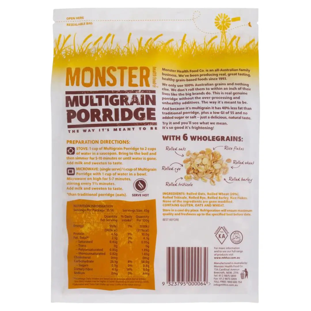 Monster Multigrain Porridge 700g back