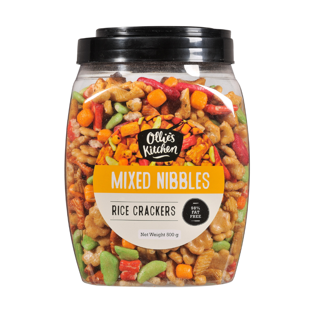 Ollie's Kitchen Mixed Nibbles Rice Crackers Value Jar 500g