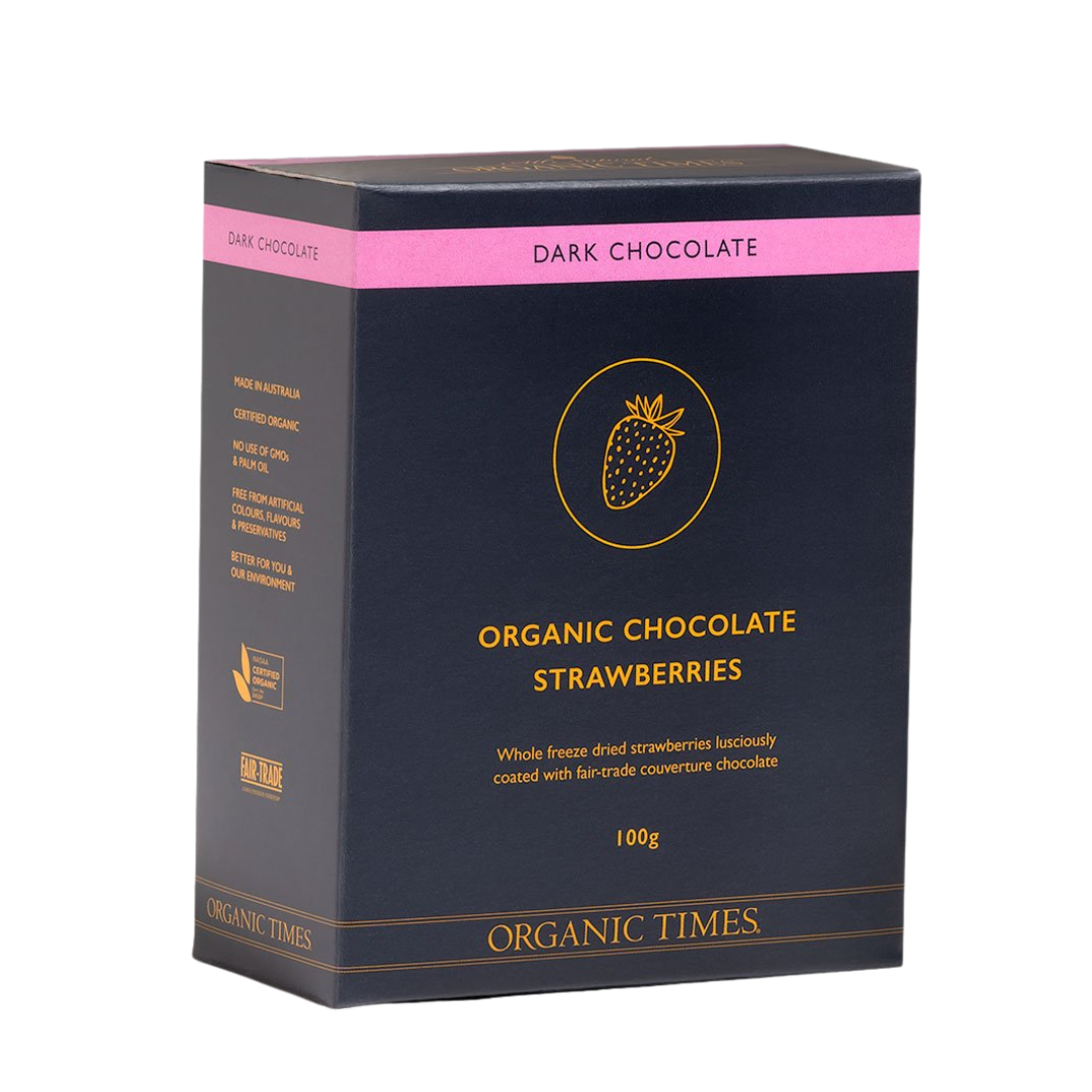 Organic Times Dark Chocolate Strawberries 100g