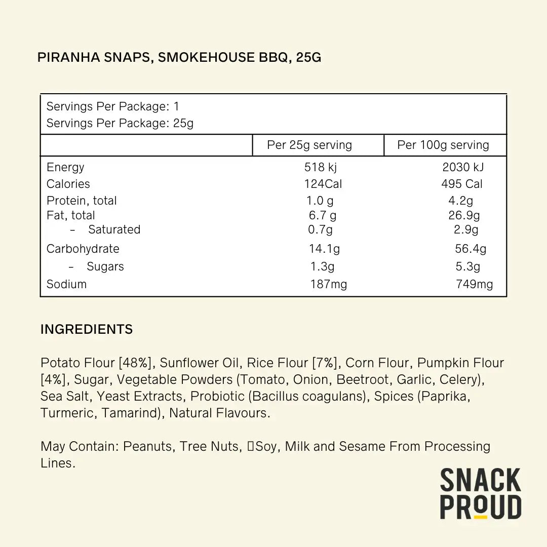 Piranha Snaps Smokehouse BBQ 25g 