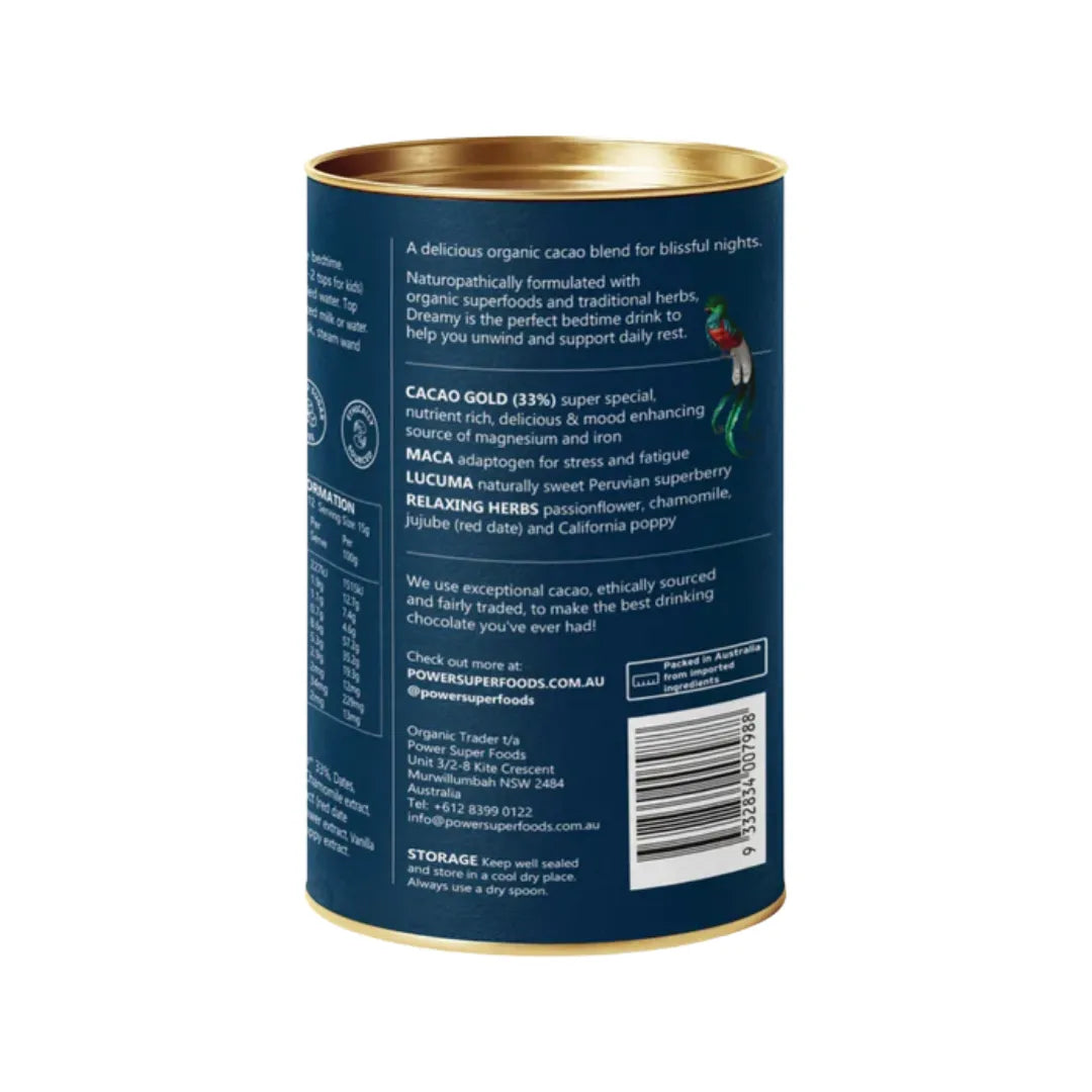 Power Super Foods Organic Dreamy Night Drinking Chocolate 180g back