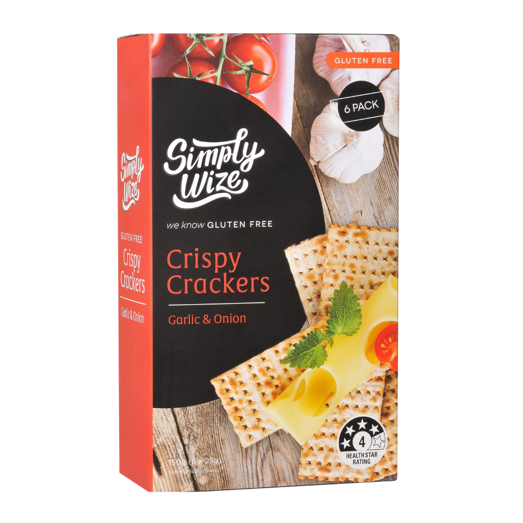 Simply Wize Crispy Crackers – Garlic & Onions 150g