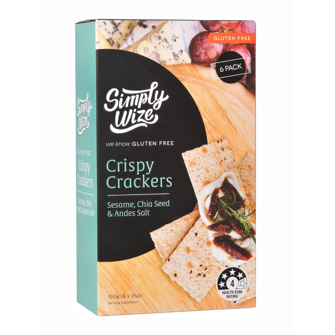 Simply Wize Crispy Crackers – Sesame, Chia Seed & Andes Salt 150g
