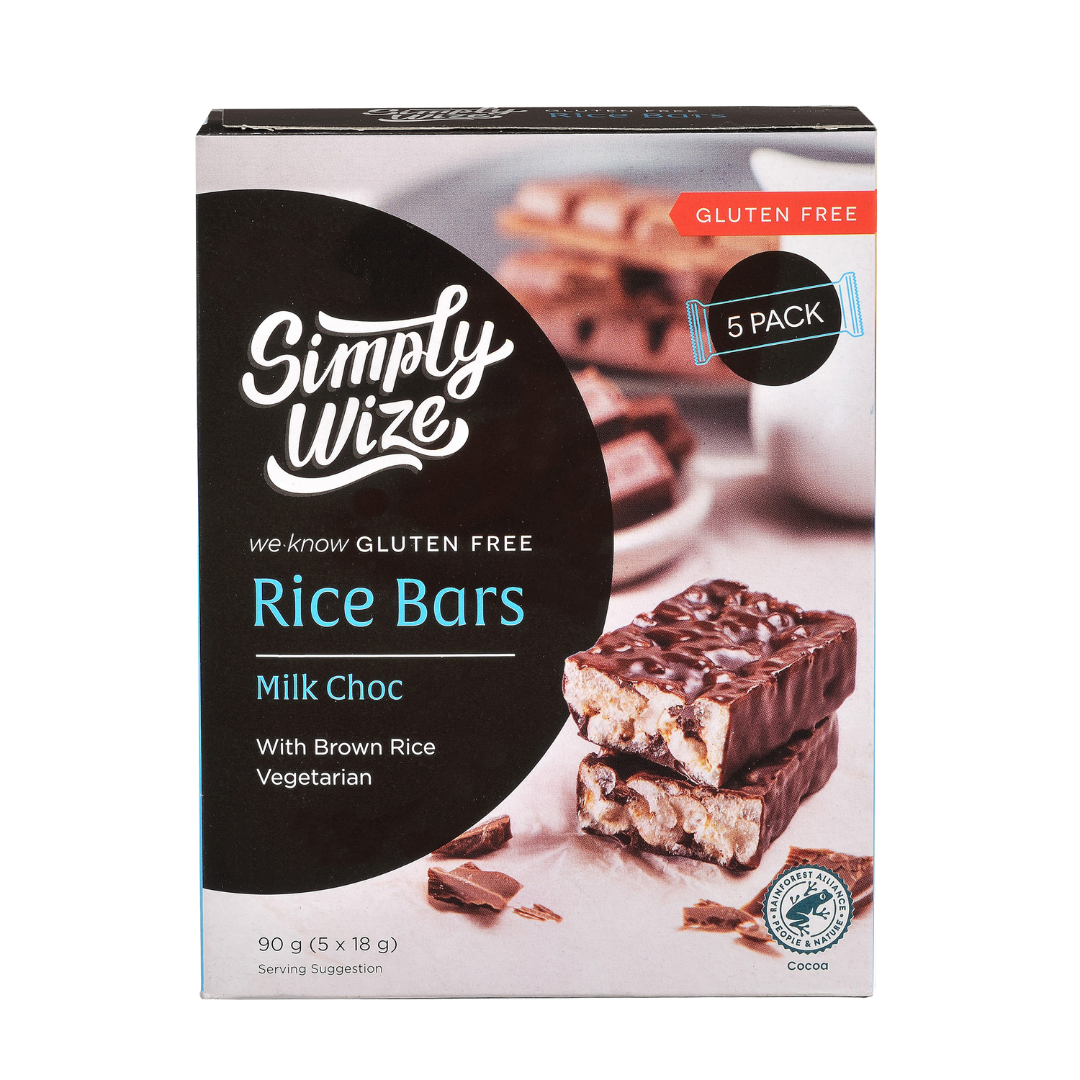 Simply Wize Rice Bars – Milk Chocolate 90g