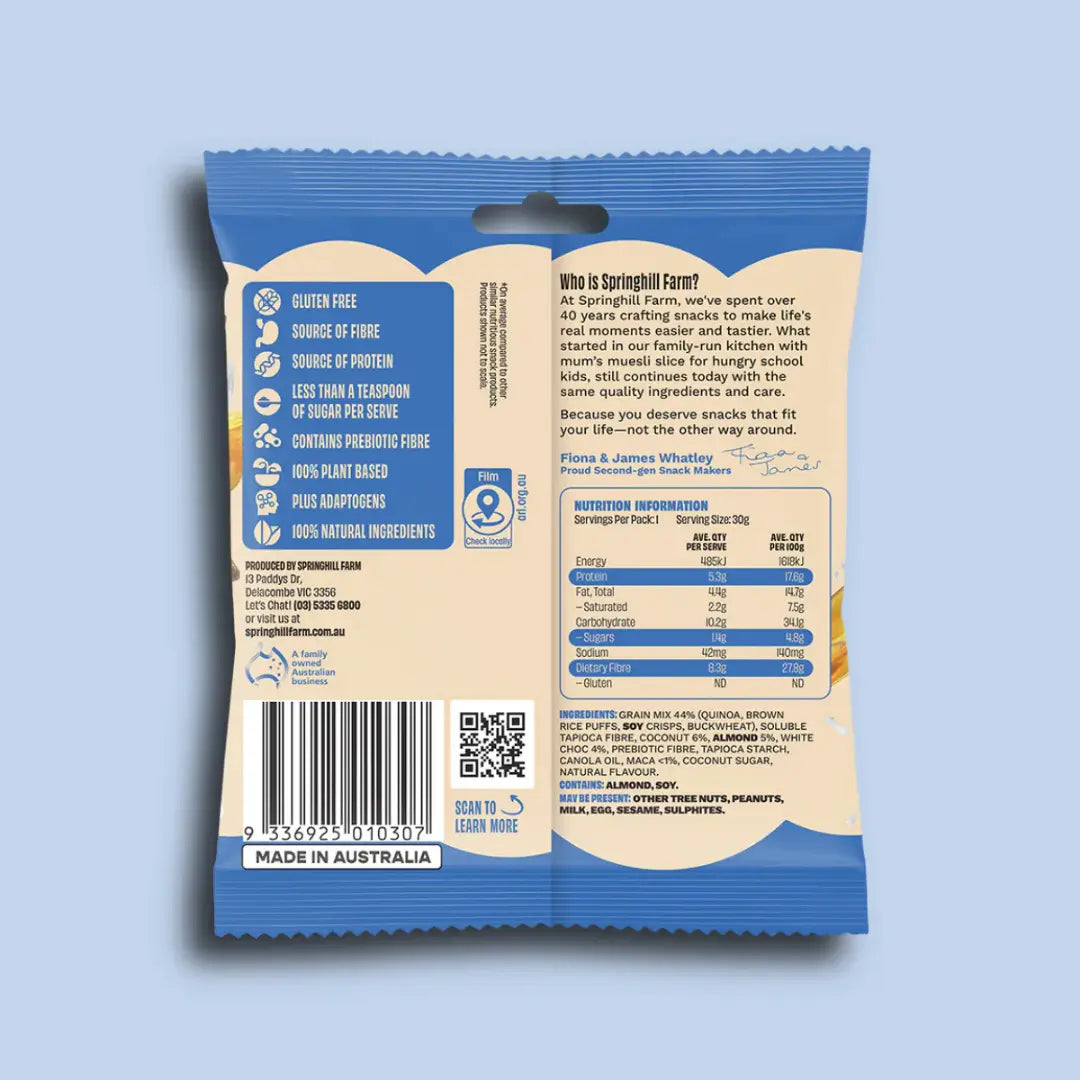 Springhill Farm boodles Healthy Clusters - Coconut & Almond 30g back