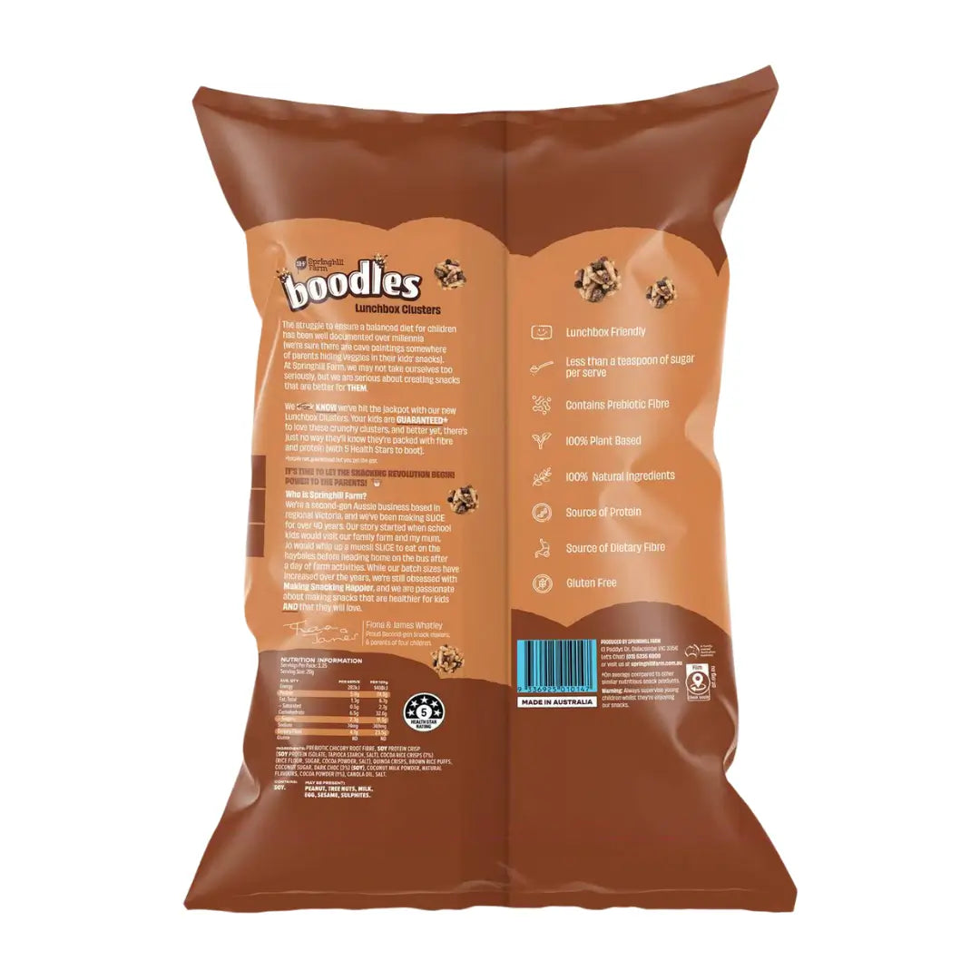 Springhill Farm boodles Lunchbox Clusters - Cocoa Crunch 65g back