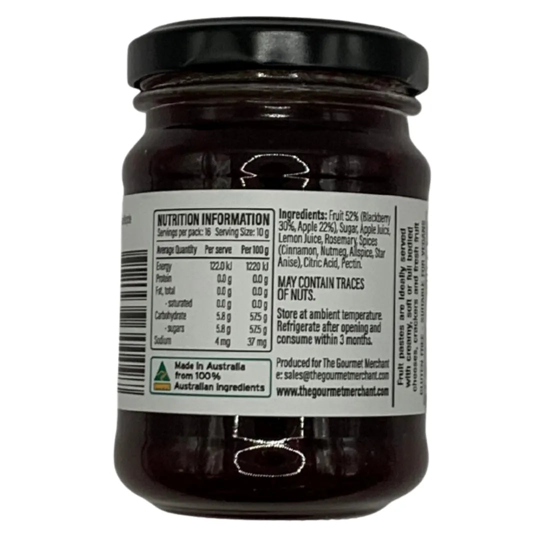 The Gourmet Merchant Blackberry, Apple & Rosemary Fruit Paste back