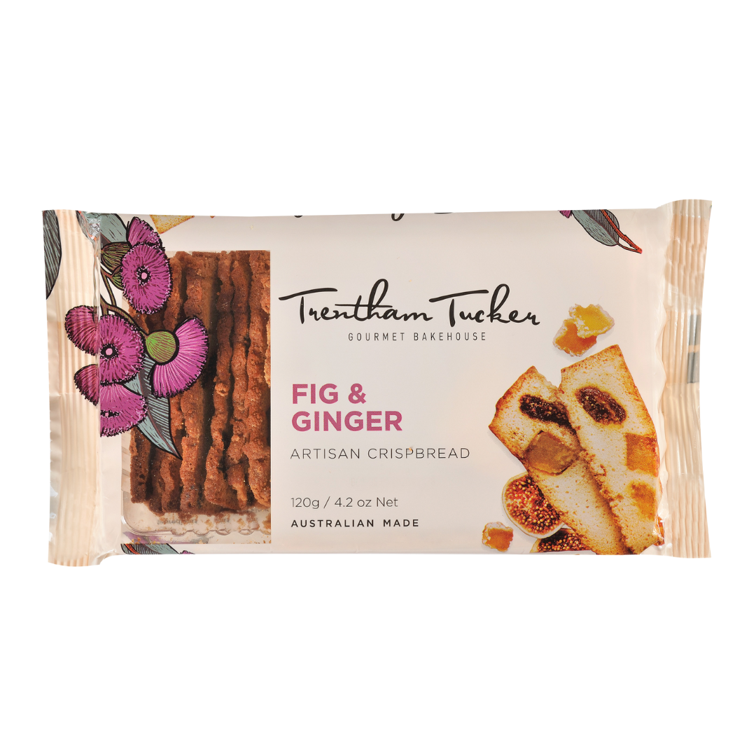 Trentham Tucker Gourmet Bakehouse Fig & Ginger Crispbread Cello Pack 120g