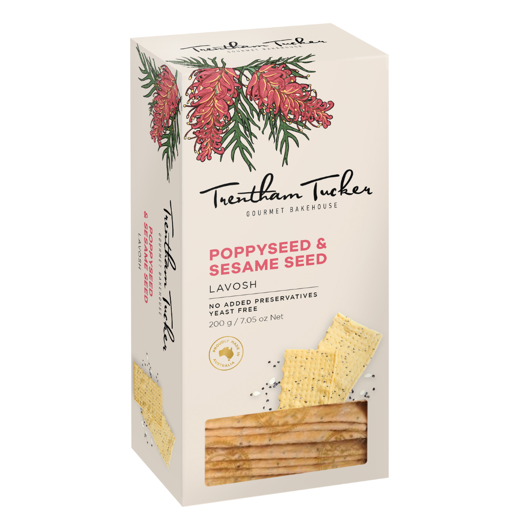 Trentham Tucker Gourmet Bakehouse Lavosh Poppyseed & Sesame Seed Gift Box 200g