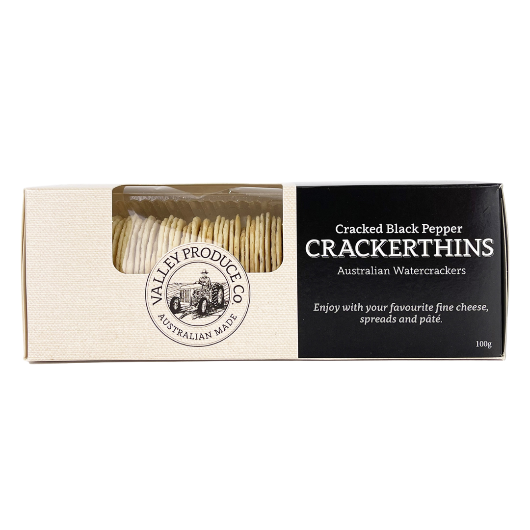 VALLEY PRODUCE CO CRACKED BLACK PEPPER CRACKERTHINS 100G