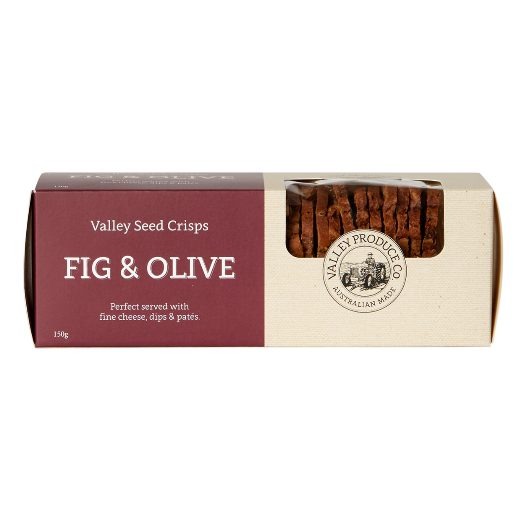 VALLEY PRODUCE CO FIG & OLIVE SEED CRISPS 150G