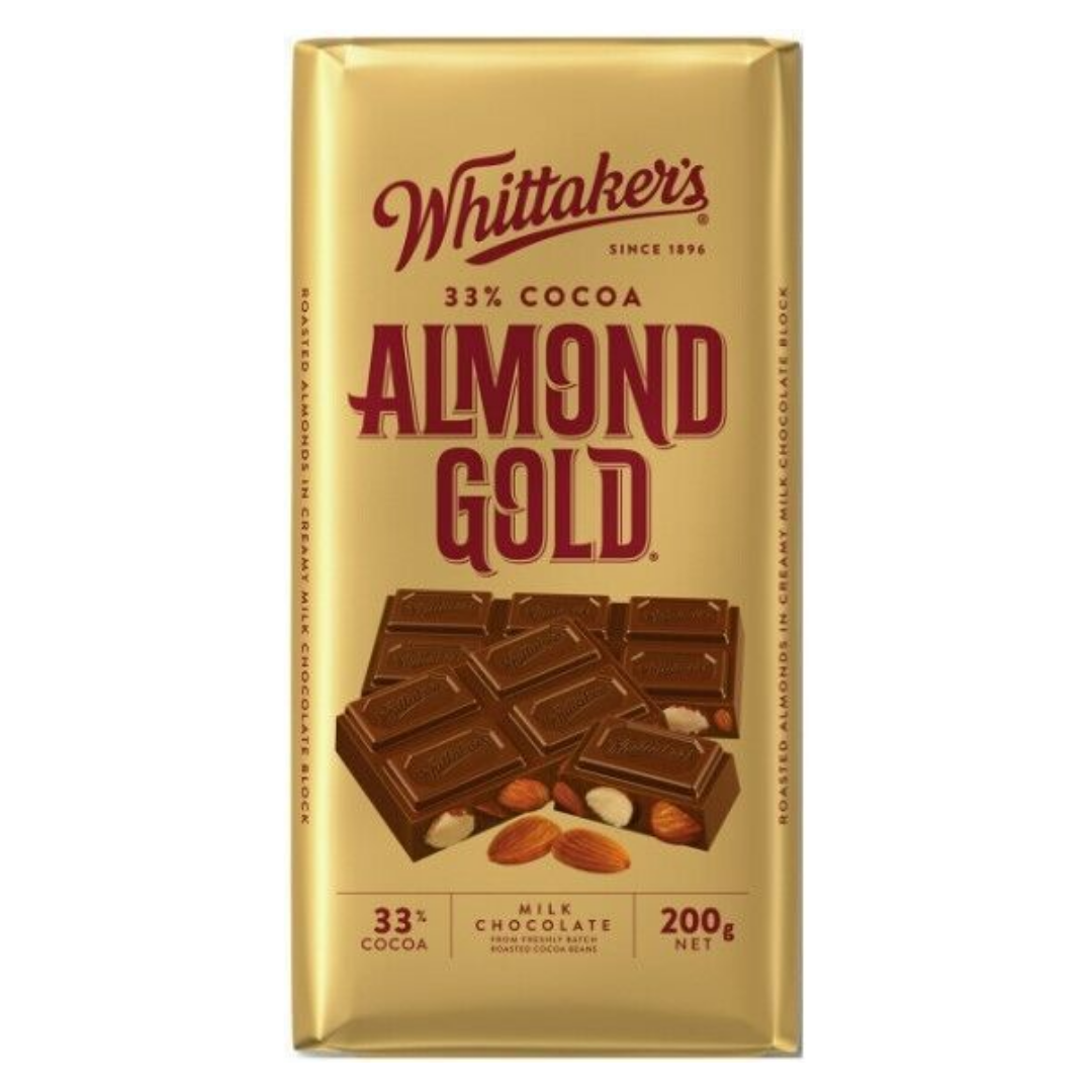 WHITTAKERS BLOCK CHOC ALMOND GOLD 200g