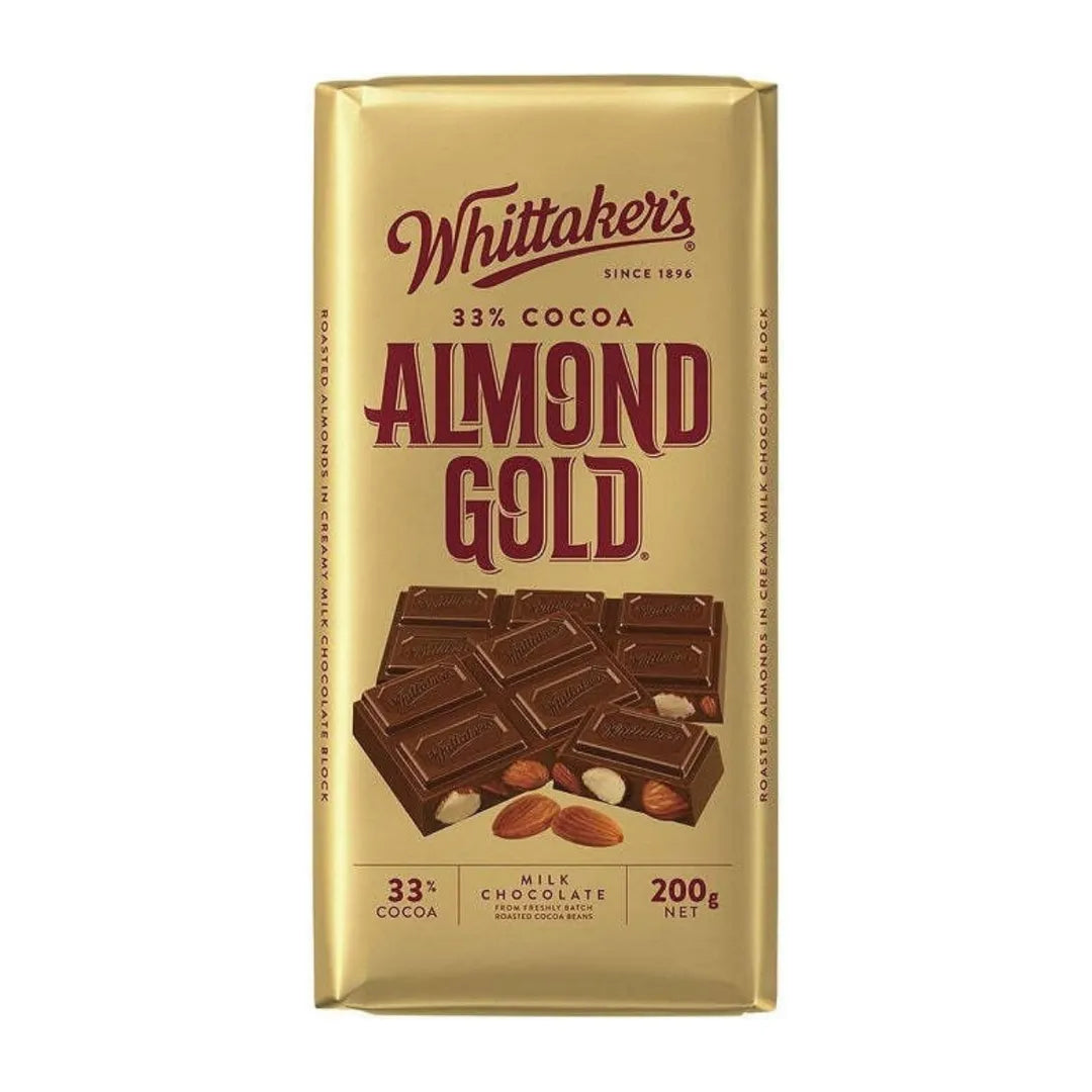WHITTAKERS BLOCK CHOC ALMOND GOLD 200g