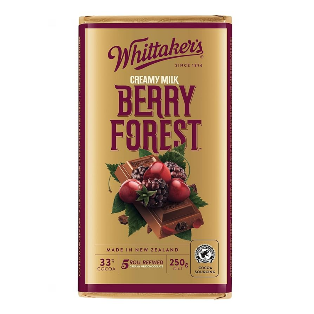 WHITTAKERS BLOCK CHOC BERRY FOREST 200g