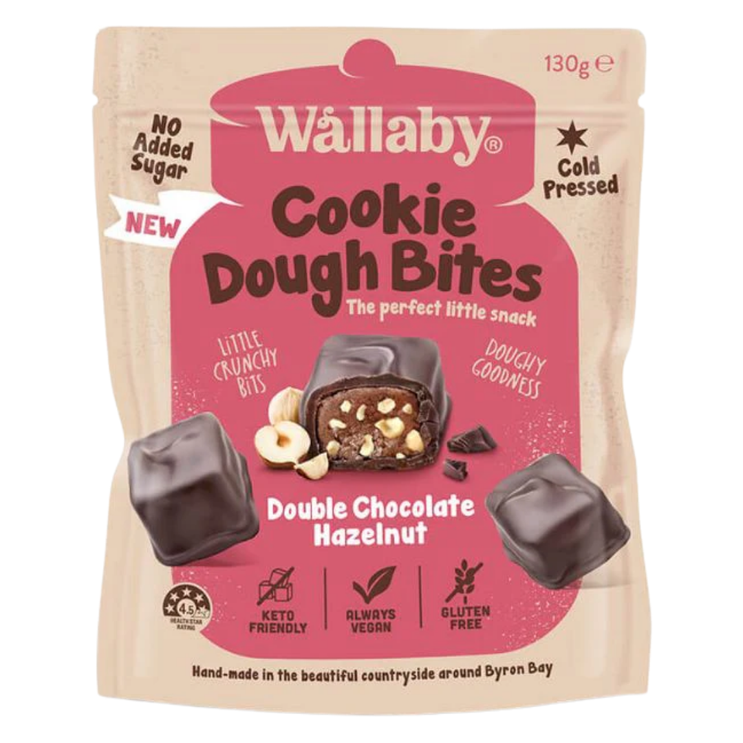 Wallaby Cookie Dough Bites Double Choc Hazelnut G/F 130g