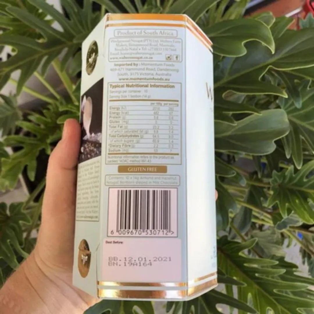 Walters Angels Chocolate & Almond Nougat Gift Box 140g back