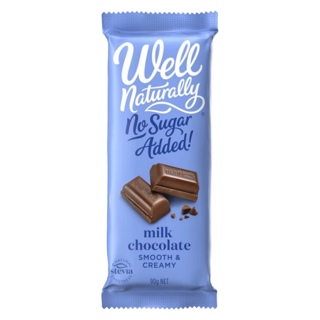 Well Naturally S/F Creamy Milk Chocolate Block 90g