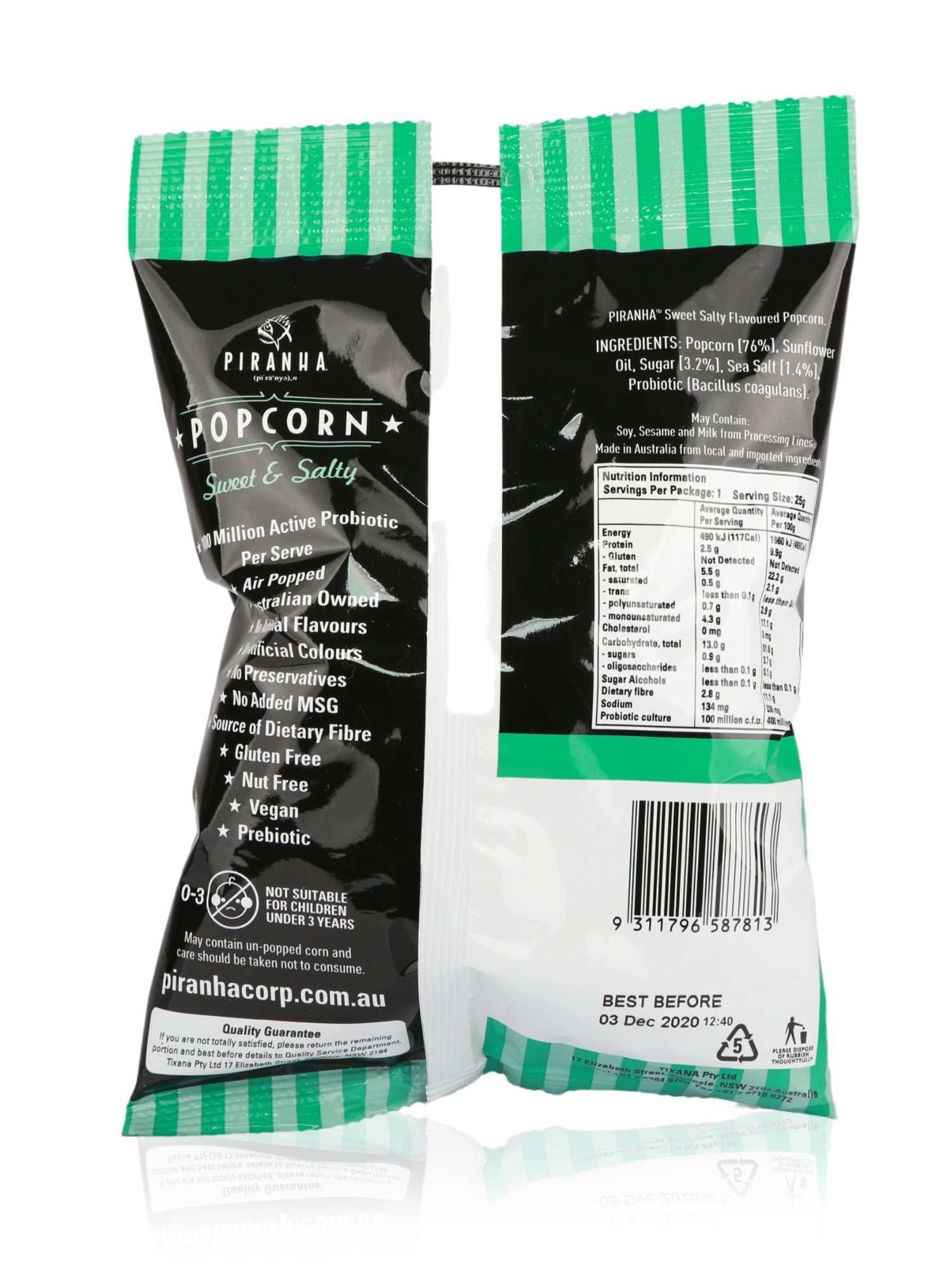 Piranha Sweet & Salty Popcorn 25g - Healthy Essentials Australia - health food store - health food stores - health food store near me - organic food store - health food store near me
