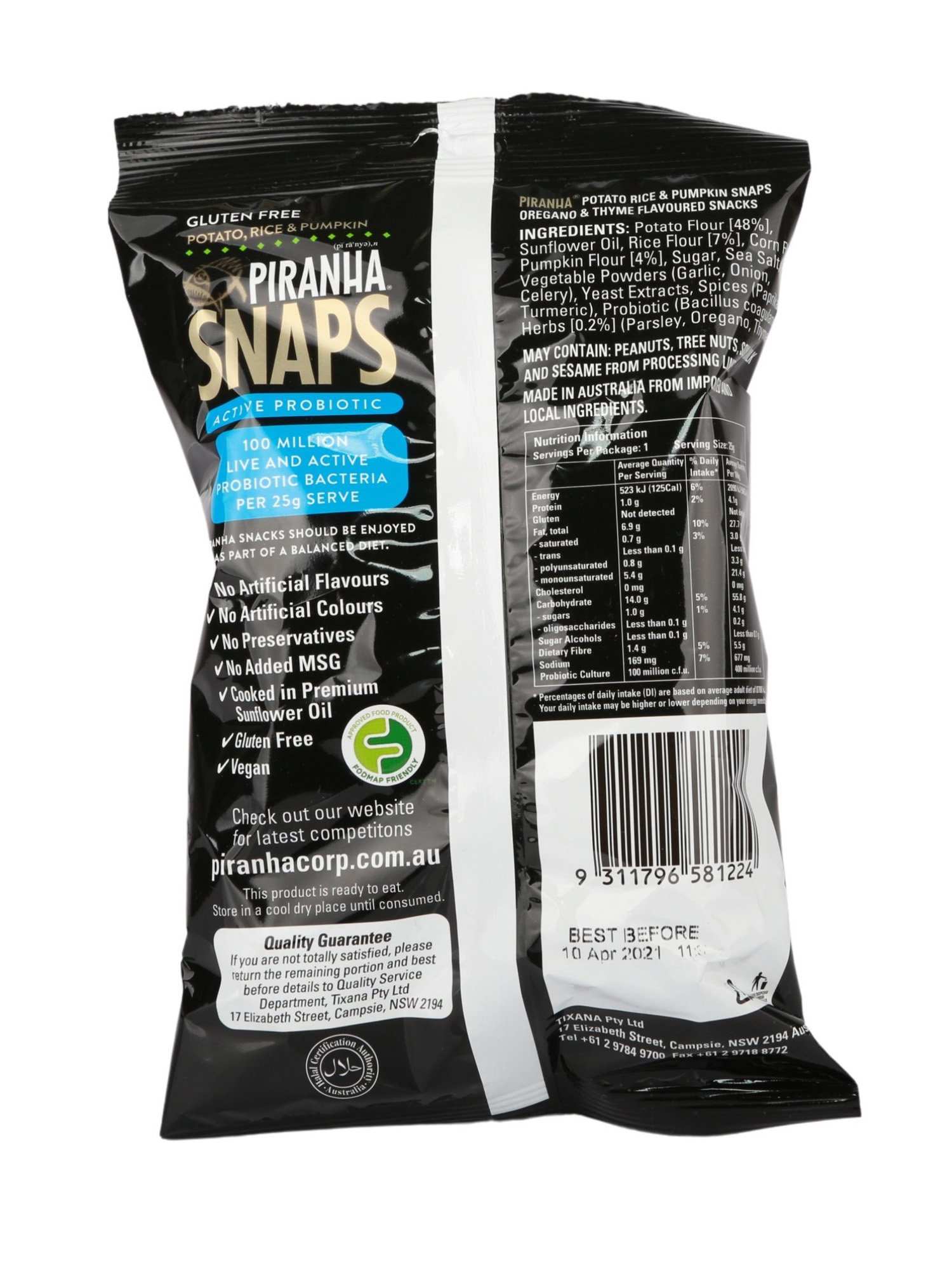 Piranha Snaps Oregano & Thyme 25g - Healthy Essentials Australia - health food store - health food stores - health food store near me - organic food store - health food store near me