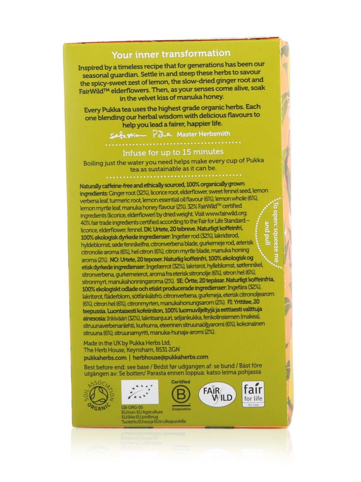 Pukka Organic Lemon, Ginger & Manuka Honey Tea 20 teabags - Healthy Essentials Australia - health food store - health food stores - health food store near me - organic food store - health food store near me