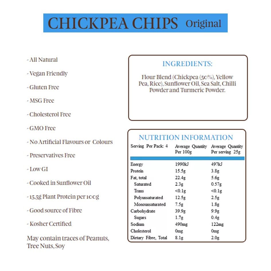 Bains Wholefoods Chickpea Chips Original 100g Healthy Essentials