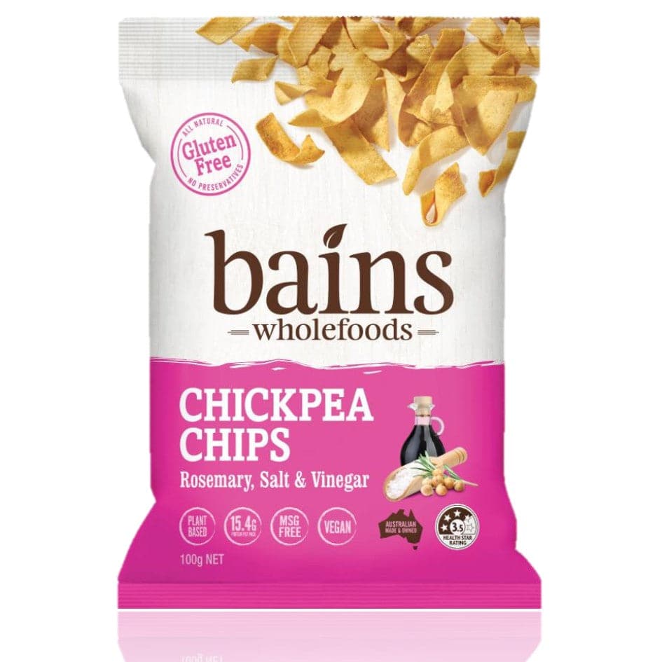 Bains Wholefoods Chickpea Chips Rosemary, Salt & Vinegar 100g