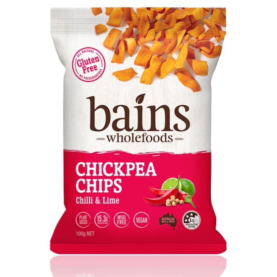 Bains Wholefoods Chickpea Chips Chilli & Lime 100g